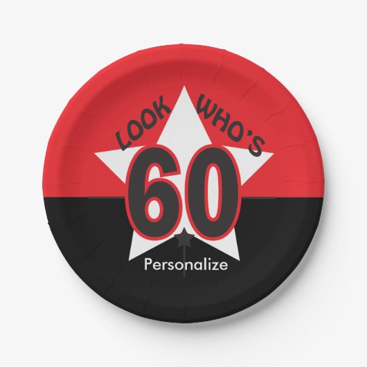 Kijk eens wie er 60 zijn | 60e verjaardag papieren bordje (Voorkant)