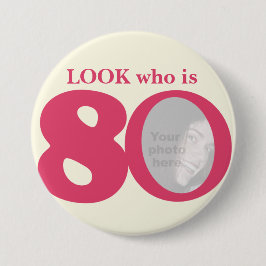 Kijk eens wie er 80 foto's leuk roze crème-knop/ba ronde button 7,6 cm