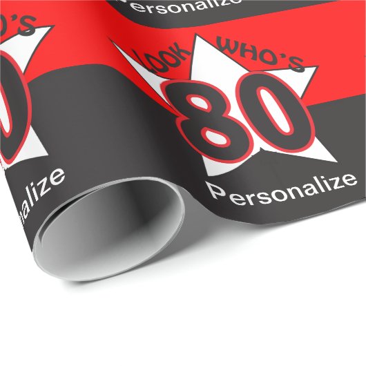 Kijk eens wie er 80 is | 80e verjaardag cadeaupapier (Rol Hoek)