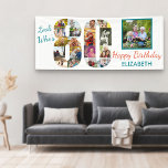 Kijk eens wie er 80 is Foto Collage 80th Birthday  Spandoek<br><div class="desc">De 80ste verjaardagsbanner van de douane die u met een naam en enkele van uw favoriete foto's kunt personaliseren. Het fotomalplaatje toont uw afbeeldingen in een fotocollage die aantal 80 evenals één hoofdvierkant afbeelding vormt. Het ontwerp luidt: "Kijk eens wie er 80 is ...  Happy Birthday [jouw naam]".</div>