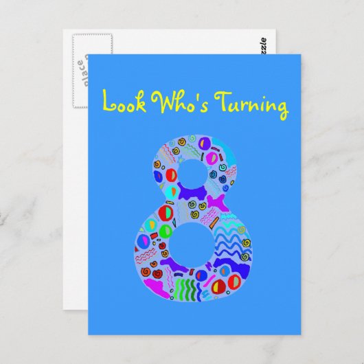 Kijk eens wie er 8 draait briefkaart (Voorkant / Achterkant)