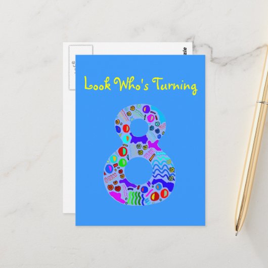 Kijk eens wie er 8 draait briefkaart (Voorkant / Achterkant in situ)