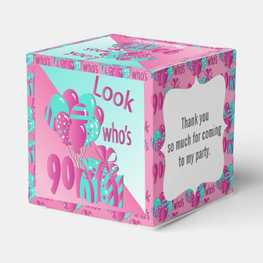 Kijk eens wie er 90 is | 90ste verjaardag - Roze e Bedankdoosjes (Achterkant)