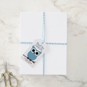 Kijk eens wie er bijna komt! Blauwe Baby shower Cadeaulabel (Met Touw)