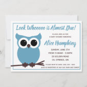 Kijk eens wie er bijna komt! Blauwe Baby shower Kaart (Voorkant)