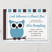 Kijk eens wie er bijna komt! Blauwe Baby shower Kaart (Voorkant / Achterkant)