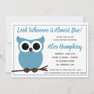 Kijk eens wie er bijna komt! Blauwe Baby shower Kaart