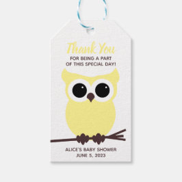 Kijk eens wie er bijna komt! Geel Baby shower Cadeaulabel