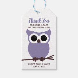 Kijk eens wie er bijna komt! Paars Baby shower Cadeaulabel