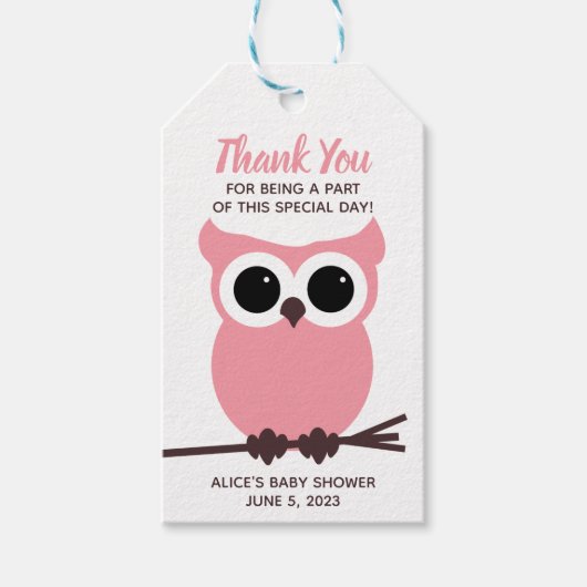 Kijk eens wie er bijna komt! Roze Baby shower Cadeaulabel (Voorkant)