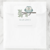 Kijk eens wie er een Baby heeft {Blauwgroen} | Boe Vierkante Sticker (Tas)