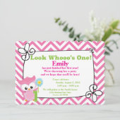 Kijk eens wie er één is! Uil Eerste Verjaardag Uit Kaart (Staand voorkant)