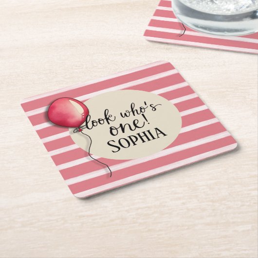 Kijk eens wie er één jarig is kartonnen onderzetters (Schuin)