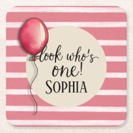 Kijk eens wie er één jarig is kartonnen onderzetters