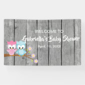 Kijk eens wie er met Twins Baby shower Owl Banner  (Horizontaal)