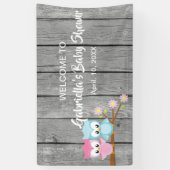 Kijk eens wie er met Twins Baby shower Owl Banner  (Verticaal)