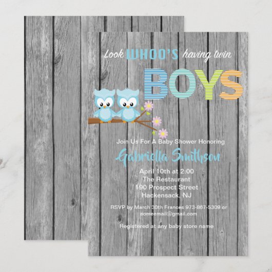 Kijk eens wie er twee-in-boys Baby shower-kaarten  Kaart (Voorkant / Achterkant)