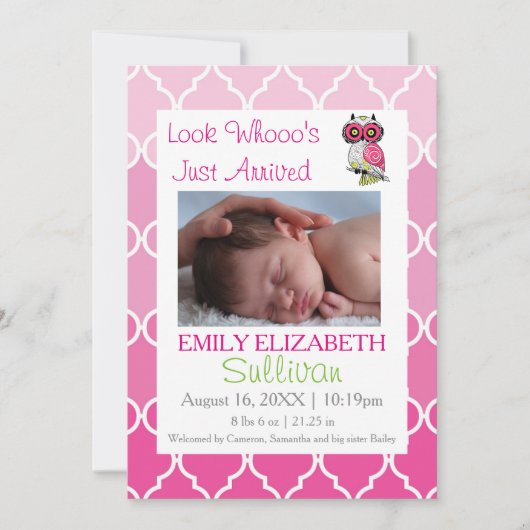 Kijk eens wie er zojuist een roze-vogel aankondigi aankondiging (Voorkant)