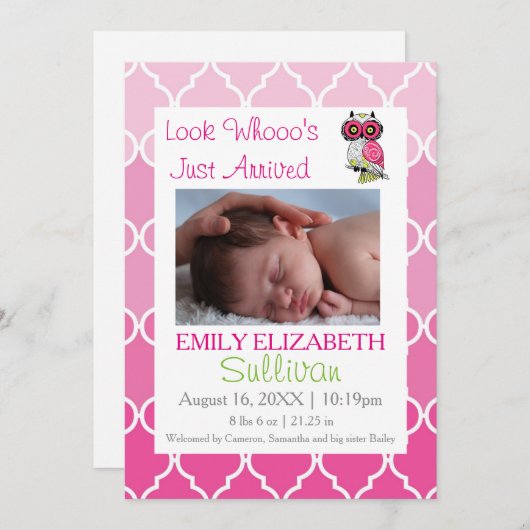 Kijk eens wie er zojuist een roze-vogel aankondigi aankondiging (Voorkant / Achterkant)