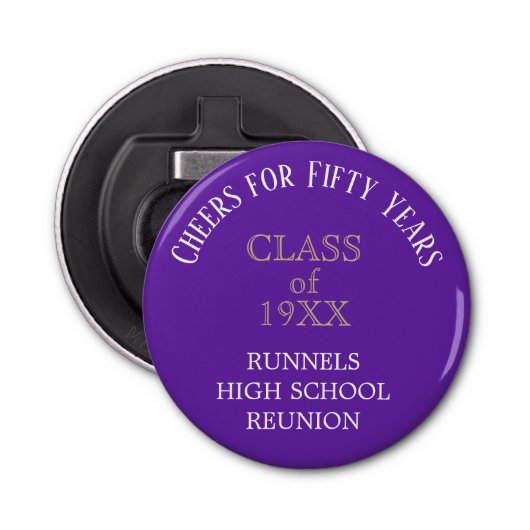 Kijk! Fles Open voor 50th Class Reunion Button Flesopener (Voorkant)