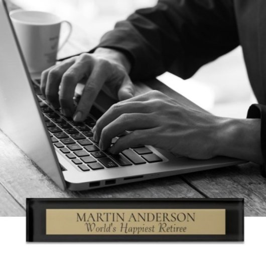 KIJK! Gelukkig naam bord Retiree. Geweldig geschen Naambordje