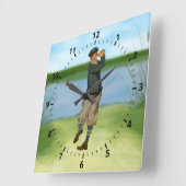  kijk Golfer Golf die een zwaai maakt Vierkante Klok (Hoek)