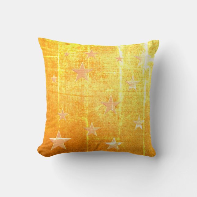 -Kijk goud gebruikt, met sterren Kussen (Voorkant)
