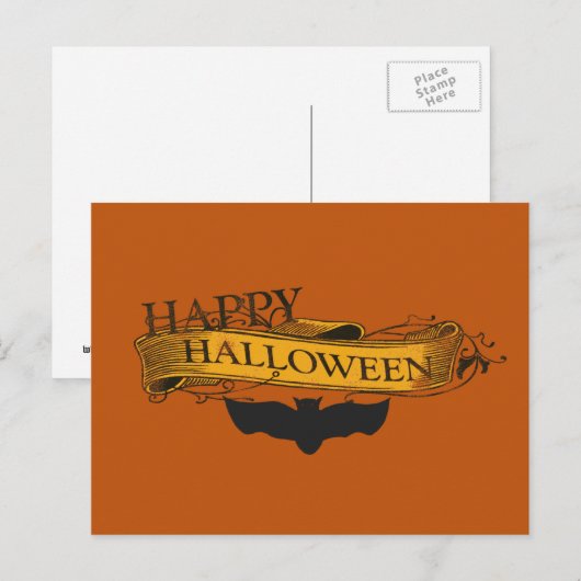 -kijk Happy Halloween Bat Briefkaart (Voorkant / Achterkant)