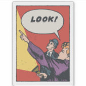 Kijk! Het ding in de lucht • Golden Era Comic Art Sticker (Voorkant)