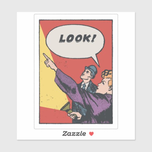 Kijk! Het ding in de lucht • Golden Era Comic Art Sticker (Vel)