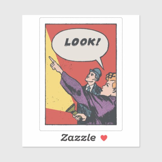 Kijk! Het ding in de lucht • Golden Era Comic Art Sticker (Vel)