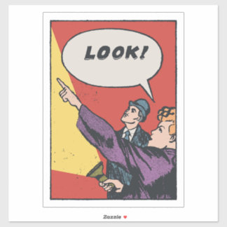 Kijk! Het ding in de lucht • Gouden Era-stripkunst Sticker