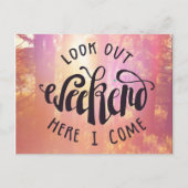 Kijk hier eens naar het weekend. briefkaart (Voorkant)