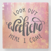 Kijk hier eens naar het weekend. stenen onderzetter (Voorkant)