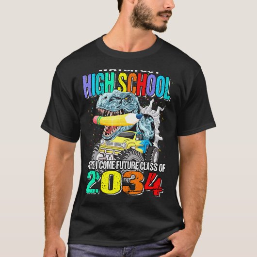 Kijk hier naar de middelbare school. Ik kom Monste T-shirt (Voorkant)