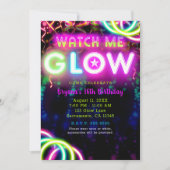 Kijk hoe ik gloei Neon Verjaardagsfeestje Kaart (Voorkant)
