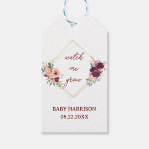 Kijk hoe ik groei Boho herfst bloemen herfst baby Cadeaulabel