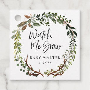 Kijk hoe ik groei Houten baby shower favor tag Bedankjes Labels