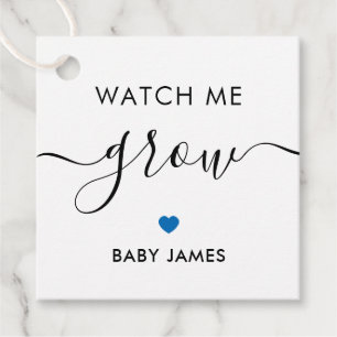 Kijk hoe ik groei, Plant Baby shower Label, blauw Bedankjes Labels
