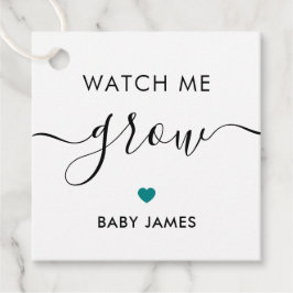 Kijk hoe ik groei, Plant Baby shower Label, Blauwg Bedankjes Labels