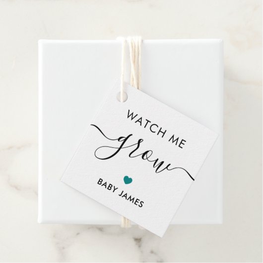 Kijk hoe ik groei, Plant Baby shower Label, Blauwg Bedankjes Labels (In situ)