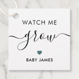 Kijk hoe ik groei, Plant Baby shower Label, grijs  Bedankjes Labels