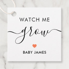 Kijk hoe ik groei, Plant Baby shower Label, koraal Bedankjes Labels