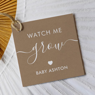 Kijk hoe ik groei, plant baby shower label, Kraft Bedankjes Labels