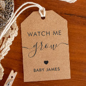 Kijk hoe ik groei, Plant Baby shower Label, Kraft Cadeaulabel