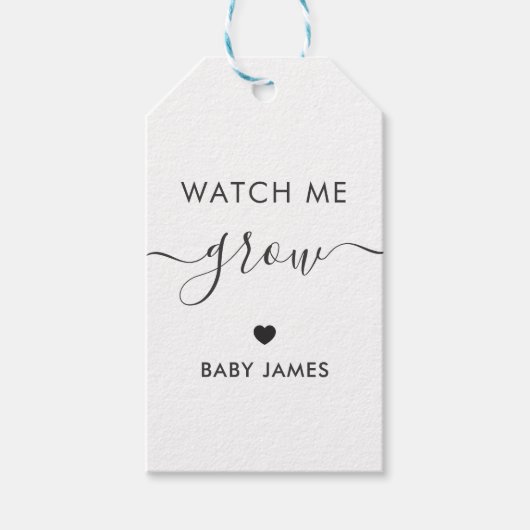 Kijk hoe ik groei, Plant Baby shower Label, Kraft Cadeaulabel (Voorkant)