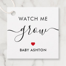 Kijk hoe ik groei, Plant Baby shower Label, rood Bedankjes Labels