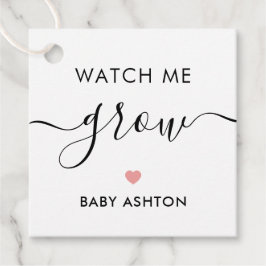 Kijk hoe ik groei, Plant Baby shower Label, Roze Bedankjes Labels