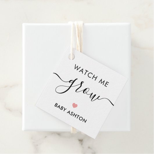 Kijk hoe ik groei, Plant Baby shower Label, Roze Bedankjes Labels (In situ)