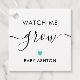 Kijk hoe ik groei, Plant Baby shower Label, Turquo Bedankjes Labels